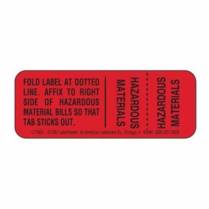 LABELMASTER Hazmat Shipping Label: Hazmat Shipping, 2 in x 3/4 in, 2 in Label Wd, Paper, 500 PK