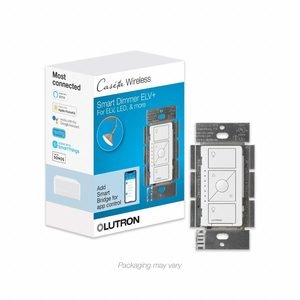 LUTRON Lighting Dimmer: 3 Buttons, Caseta, 120V AC, Wireless, Neutral Required, White