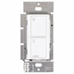 LUTRON Wireless Wall Switch: 2 Buttons, 120 to 277V AC, Wireless, White