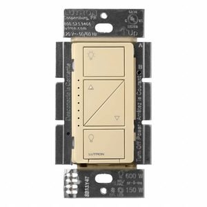 LUTRON Wireless Lighting Dimmer: 3 Buttons, Caseta, 120V AC, Wireless, Ivory