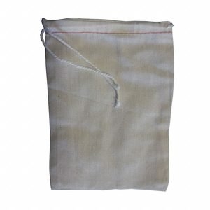 Drawstring Bag: 7 in Lg, 5 in Wd, Cotton/Poly Blend, Natural, 3.98 oz/sq yd Fabric Wt, 100 PK