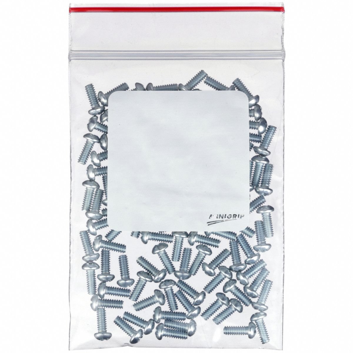 MINIGRIP RED LINE Reclosable Bag: 2 mil Thick, 3 in Wd, 4 in Lg, Hang Hole Not Included, 1,000 PK