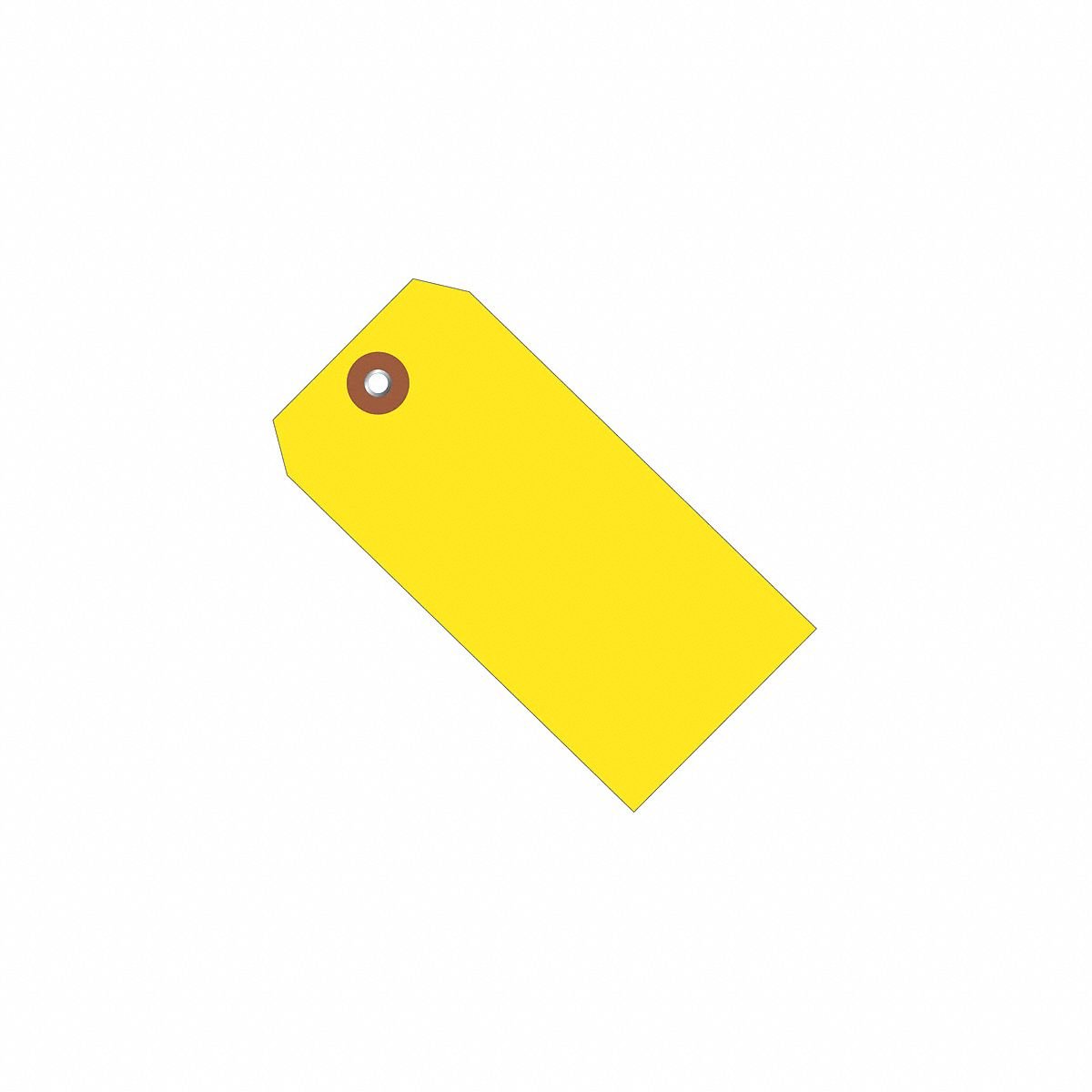 Shipping Tag: #5, 4 3/4 in Tag Ht, 2 3/8 in Tag Wd, Yellow, Plastic, Plain Tag, 100 PK