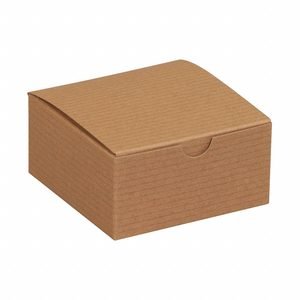 Gift Box: 4 in Inside Lg, 4 in Inside Wd, 2 in Inside Ht, Kraft, 100 PK