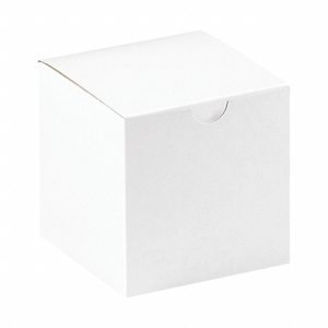 Gift Box: 4 in Inside Lg, 4 in Inside Wd, 4 in Inside Ht, White, 100 PK