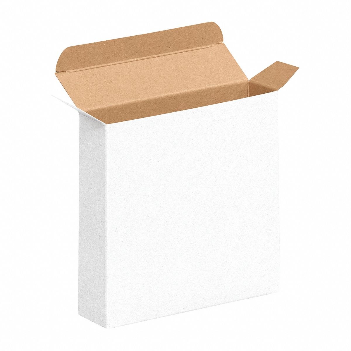 Cartons,Reverse Tuck,4x1 5/8x4",PK500: Kraft, 4 in Inside Lg, 1 5/8 in Inside Wd, Fibreboard, 500 PK