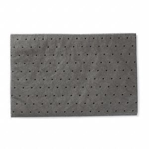 PIG Sorbent Pad: Sorbent Pad, 9 1/2 in Wd, 14 1/2 in Lg, Gray, 25 Pads, Not Perforated, 25 PK