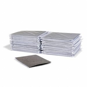 PIG Sorbent Pad: Sorbent Pad, 10 in Wd, 12 in Lg, Gray, 50 Pads, Not Perforated, 50 PK