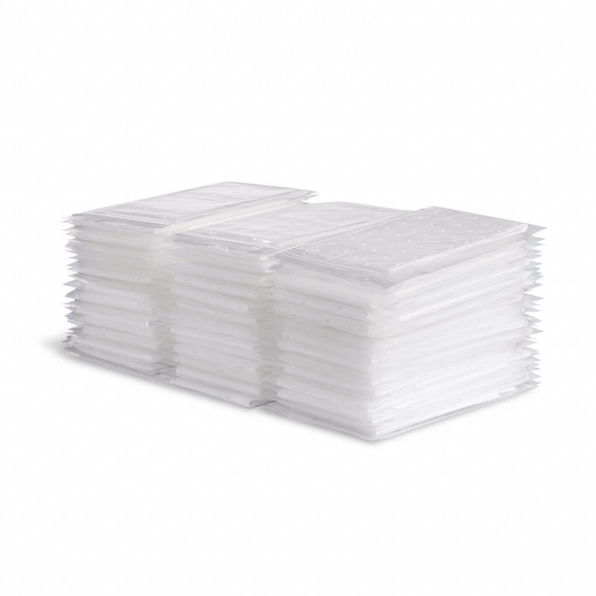 PIG Sorbent Pad: Sorbent Pad, 6 in Wd, 9 in Lg, White, 50 Pads, Fuels/Oils, Not Perforated, 50 PK