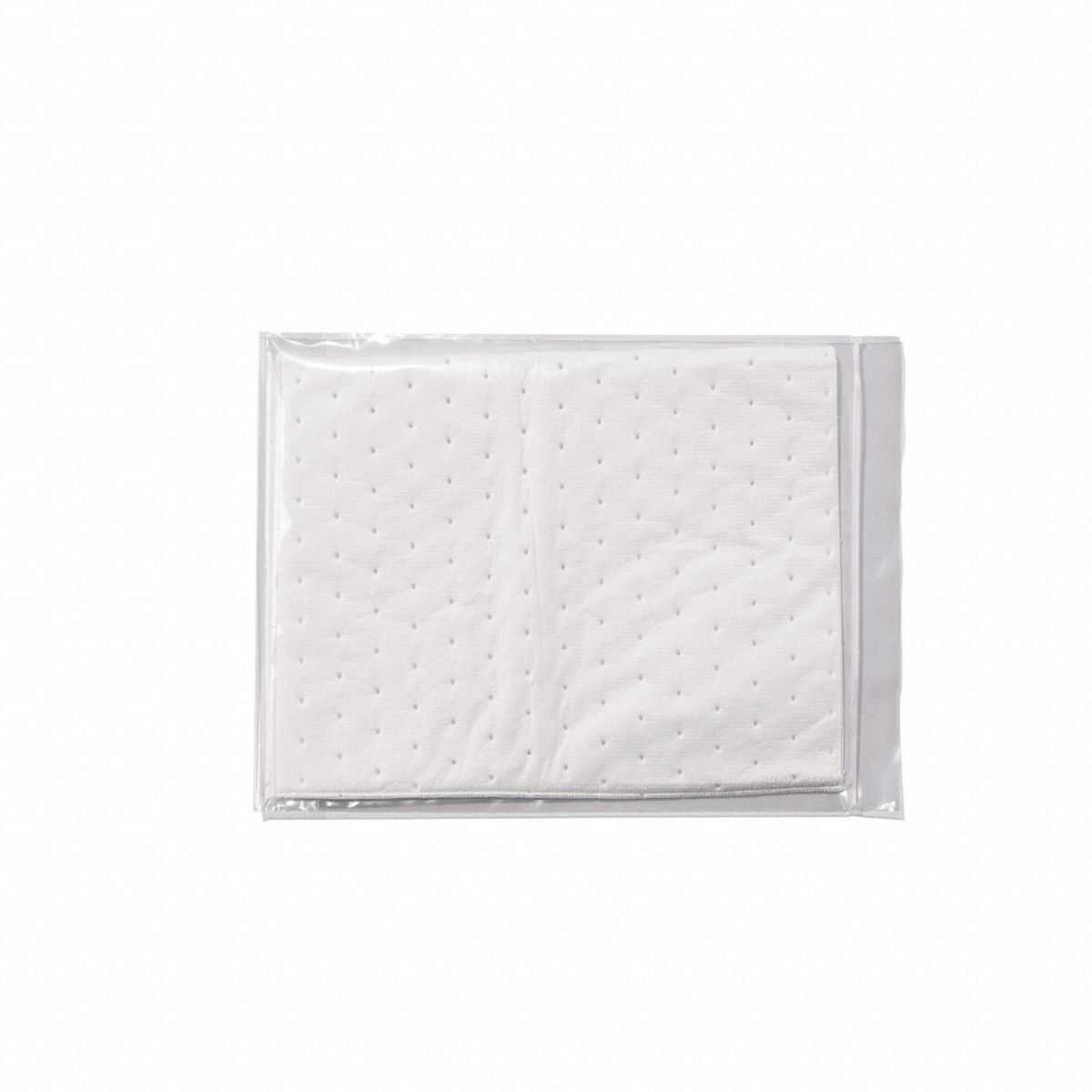 PIG Sorbent Pad: Sorbent Pad, 4 in Wd, 150 ft Lg, White, 1 Pads, Fuels/Oils, Not Perforated, 50 PK