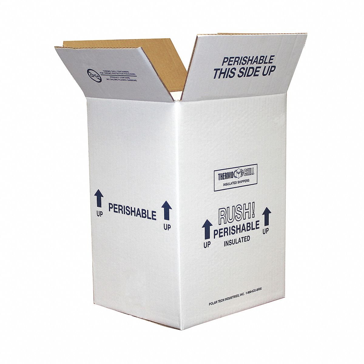 Insulated Shipping Container: 8 in x 6 in x 12 in, 1.5 in Insert Wall Thick, Cardboard, White, 4 PK