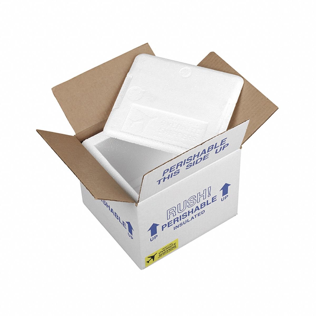 Insulated Shipping Container: 7 in x 6 in x 5 1/2 in, 0.75 in Insert Wall Thick, Styrofoam, 2 PK
