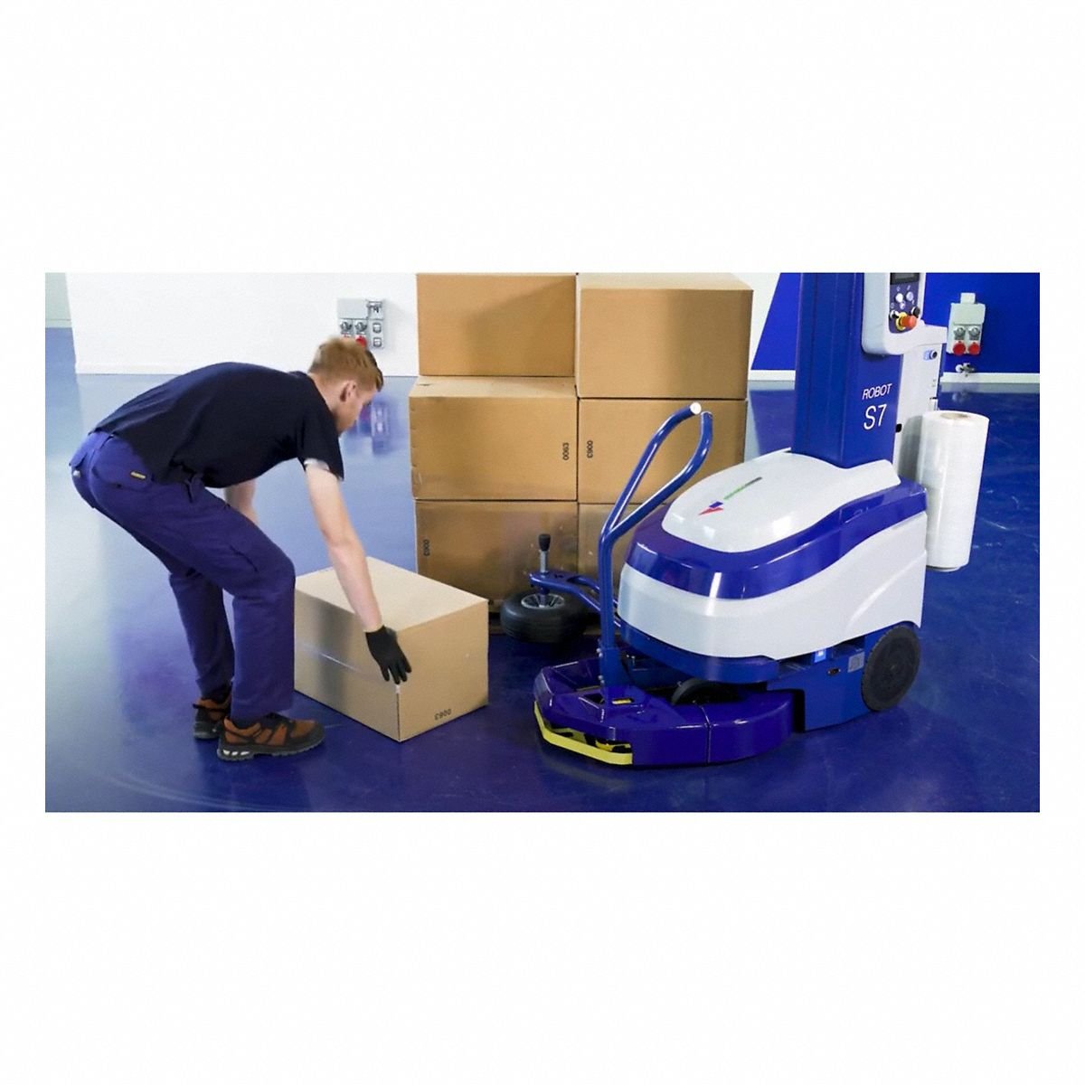 ROBOPAC Stretch Wrap Turntable: Semi-Auto Machine, Stretch Wrap Turntable, 86 in Max. Load Ht