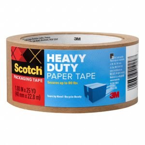 SCOTCH Paper Packaging Tape, PK 8: 1 7/8 in Imperial Tape Wd, 25 yd Imperial Tape Lg, Kraft, 8 PK
