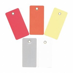 SEE ALL INDUSTRIES Shipping Tag: #1, 2 3/4 in Tag Ht, 1 3/8 in Tag Wd, Red, Vinyl, Plain Tag, 25, PK