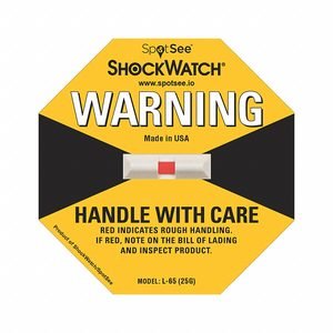 G-Force Indicating Label: 3 13/16 in Label Wd, 3 13/16 in Label Ht, English, Not Resettable, 50 PK