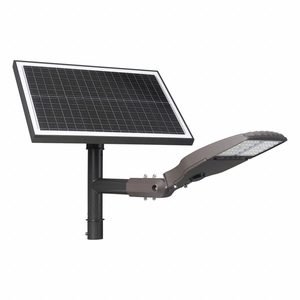 LED Solar Street & Parking Lot Light: 6,000 lm, 3000K/4000K/5000K, 30 W, Black, Type III