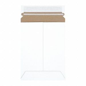 Mailer Envelopes: 6 in x 8 in, 6 in x 8 in, 0.02 in Material Thick, With Tear Strip, White, 100 PK