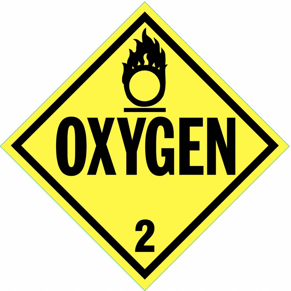 STRANCO INC DOT Container Placard: Oxygen, 10 3/4 in x 10 3/4 in, 10 3/4 in Label Ht, Placard, 10 PK