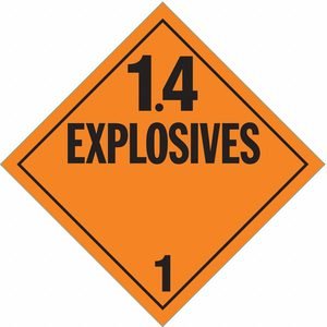STRANCO INC DOT Container Placard: 1.4 Explosives, 10 3/4 in x 10 3/4 in, 10 3/4 in Label Ht, 10 PK