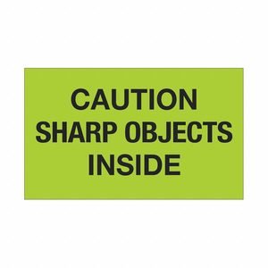 Label,Caution Sharp Objects Inside,3x5": 500 PK