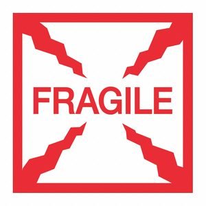 Fragile Label: Fragile, 4 in x 4 in, White