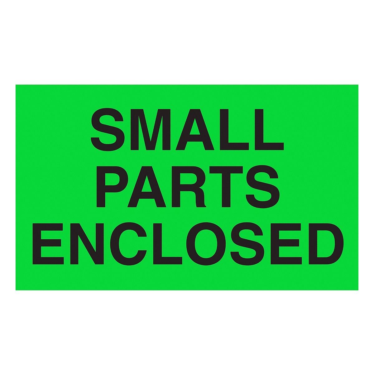 Instructional Handling Label: Small Parts Enclosed, 3 in x 5 in, Green, 50 Labels per Roll, 50 PK