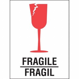 Instructional Handling Label: Fragile/Fragil, 3 in Label Wd, 4 in Label Ht, White, Fragile, 500 PK