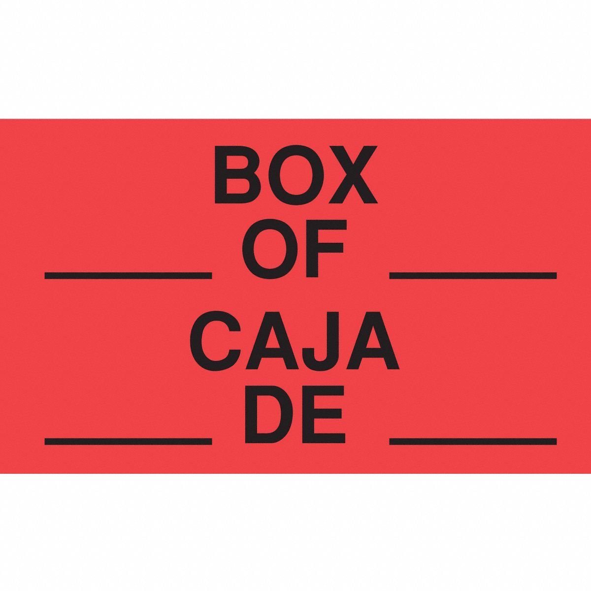 Instructional Handling Label: Box__Of__/Ceja De, 5 in Label Wd, 3 in Label Ht, Red, 50 PK