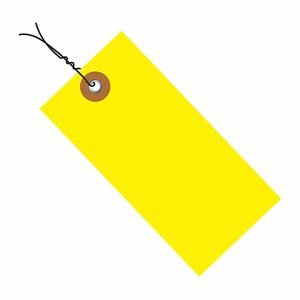 TYVEK Wired Shipping Tag: #1, 2 3/4 in Tag Ht, 1 3/8 in Tag Wd, Yellow, Tyvek, Pre-Wired Tag, PK