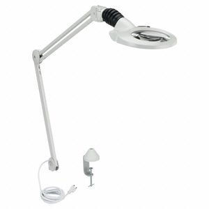 VISION-LUXO Round Magnifier Light: LED, 1.75x, 3 Diopter, 900 lm Max Brightness, 45 in Arm Reach