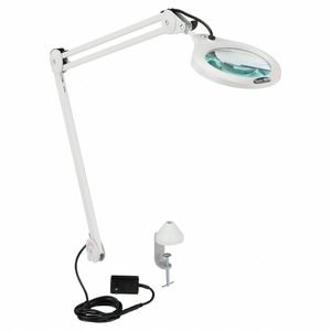 VISION-LUXO Round Magnifier Light: LED, 1.75x, 3 Diopter, 700 lm Max Brightness, 45 in Arm Reach